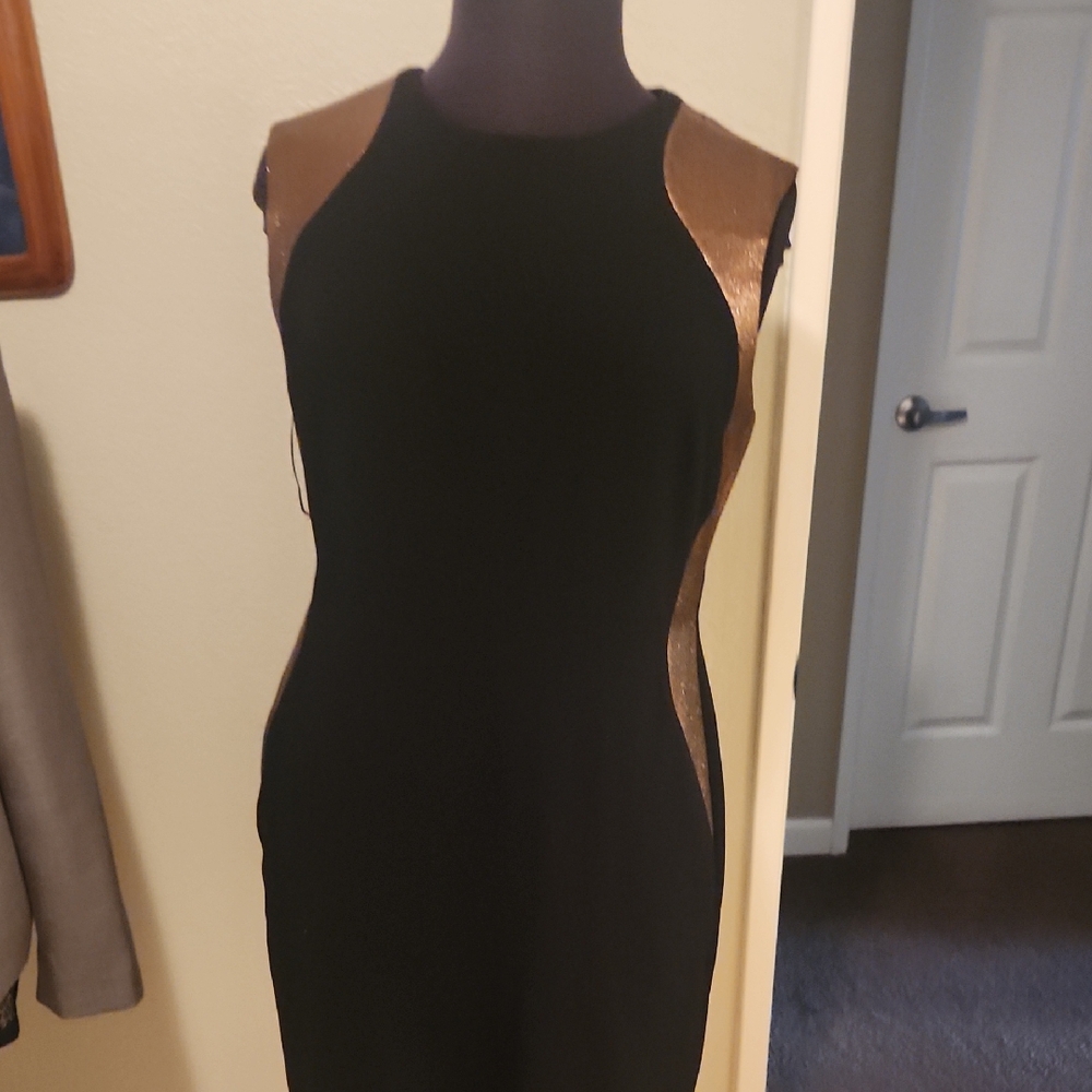 Anne Klein Black Halter Sheath Midi Dress